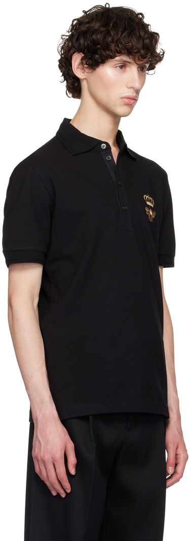Polo majica Dolce & Gabbana Black Embroidered Polo Črna | G8LZ1ZG7WUR, 1