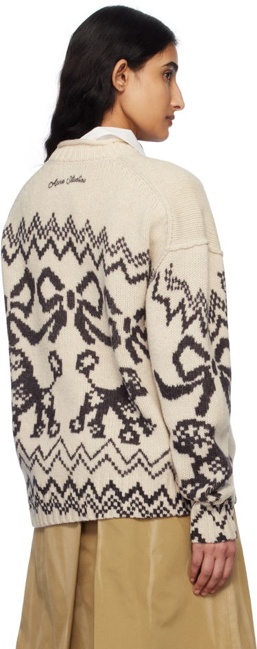 Pleteni pulover Acne Studios Acne Studios Poodle Intarsia Knit Sweater Bež | A60560-, 2