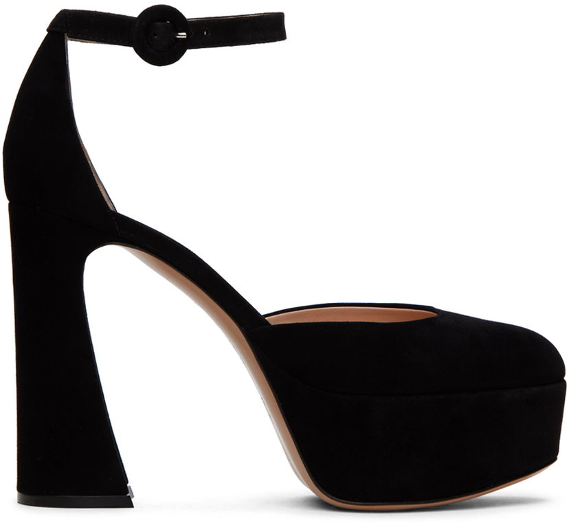 Superge in čevlji Gianvito Rossi D'Orsay Suede Platform Heels Črna | G40389.70RIC.CAM