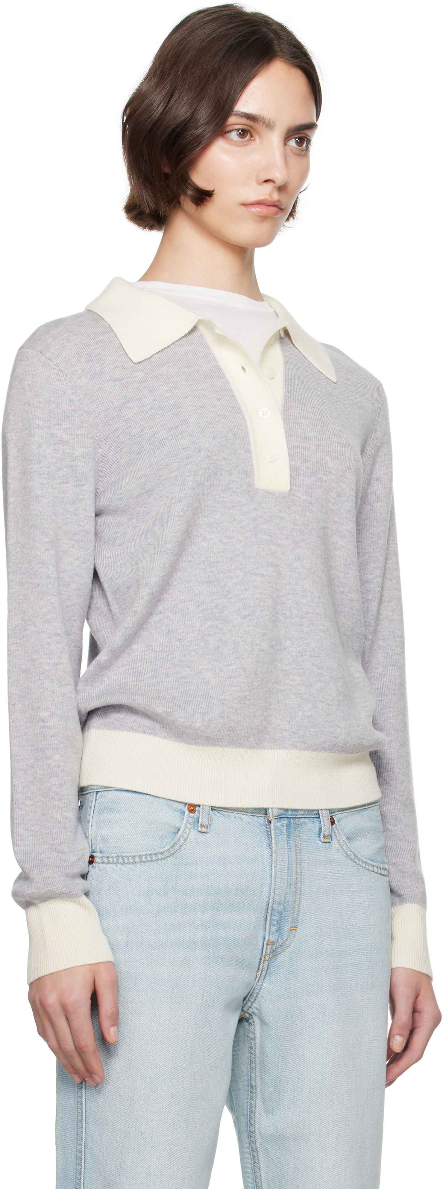 Pleteni pulover RE/DONE Re/Done Color Block Polo Siva | 793-10WCLBPOL, 1