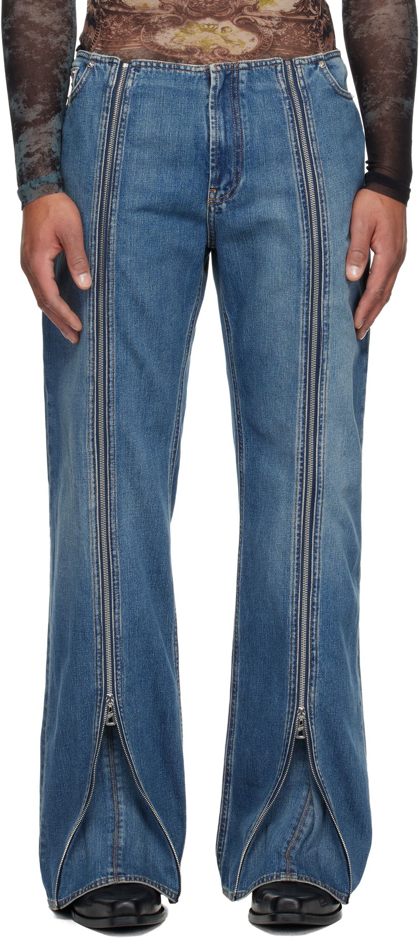Kavbojke Jean Paul Gaultier Jean Paul Gaultier Zipped Seam Flare Jeans Modra | 25/04-W-TR031-D025-57