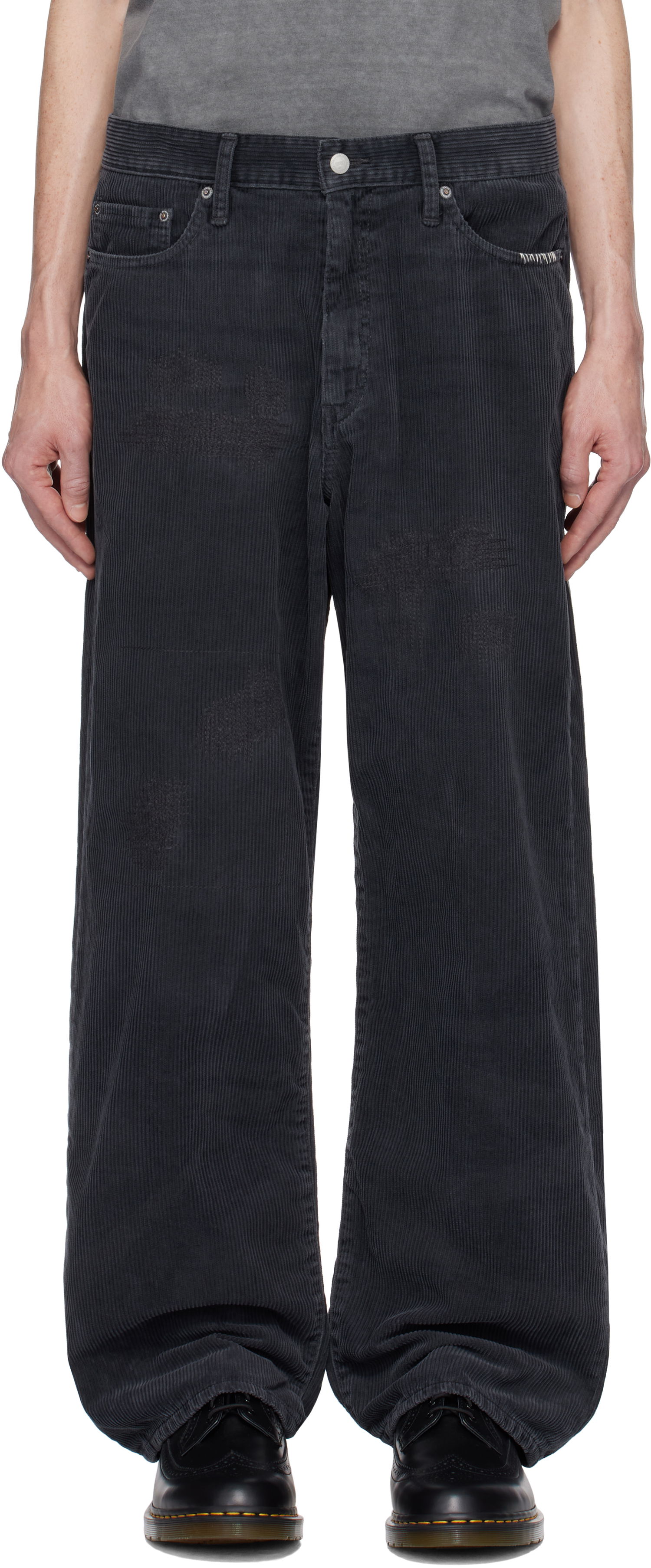 Kavbojke Neighborhood Savage Corduroy Wide Trousers Črna | 242XBNH-PTM10, 0