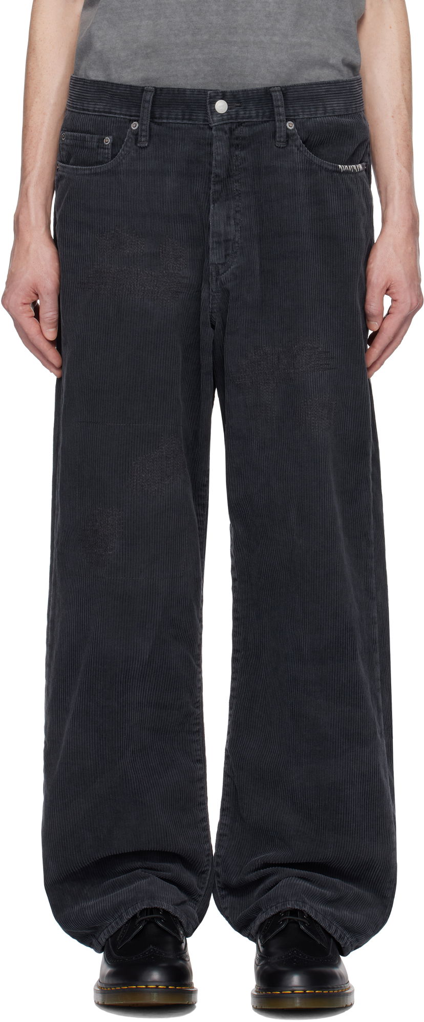 Kavbojke Neighborhood Savage Corduroy Wide Trousers Črna | 242XBNH-PTM10