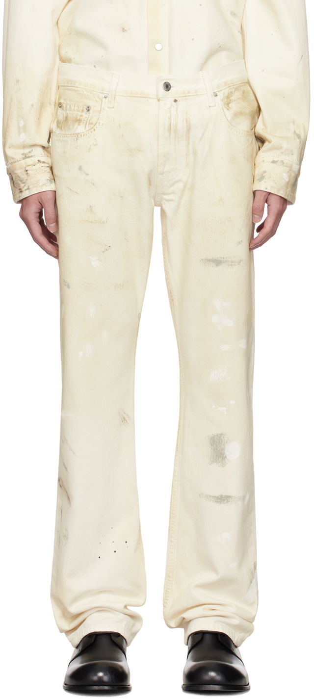 Kavbojke Helmut Lang Helmut Lang Low-Rise Painted Jeans Bež | O05DM201