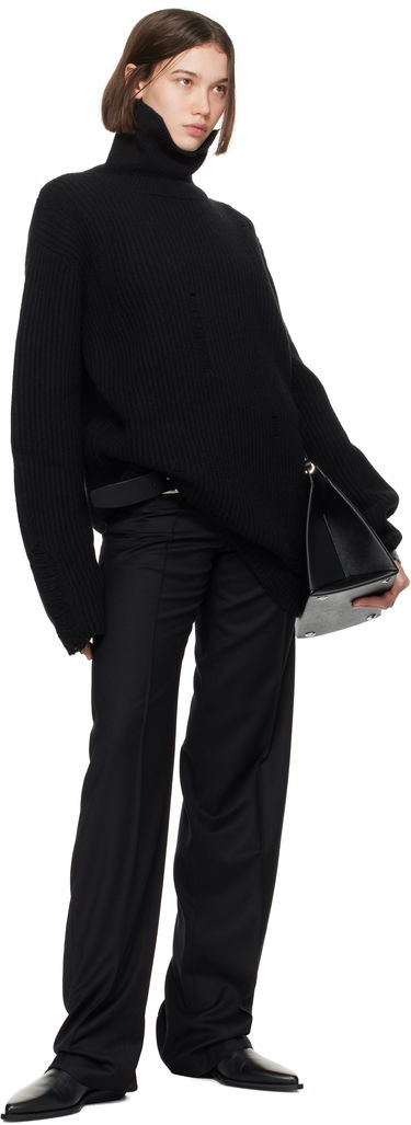 Pleteni pulover Ann Demeulemeester Oversized Distressed Turtleneck Sweater Črna | 2402-W-KN32-KN048-099, 3