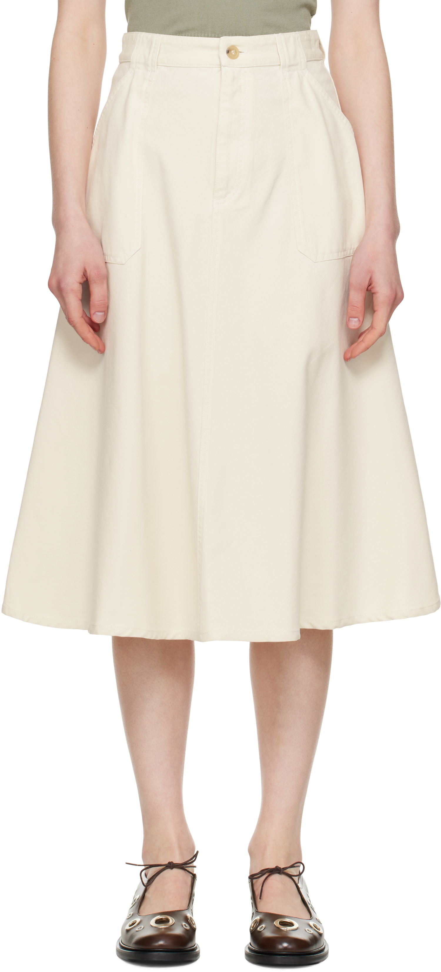 Krila A.P.C. A.P.C. Laurie Midi Skirt Bež | COGBJ-F06410, 0