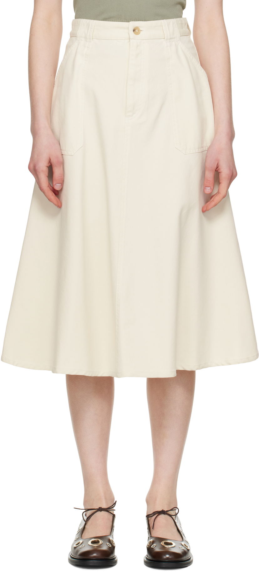 Krila A.P.C. A.P.C. Laurie Midi Skirt Bež | COGBJ-F06410