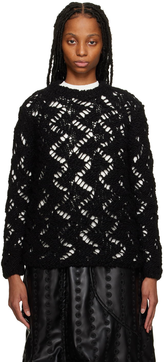 Pleteni pulover Comme des Garçons Comme des Garçons Open Knit Crewneck Sweater Črna | GJ-N006-051