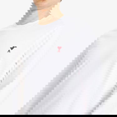 Majica AMI AMI Small A Heart Long Sleeve T-Shirt, Size Large Bela | BFUTS235-724-100, 5