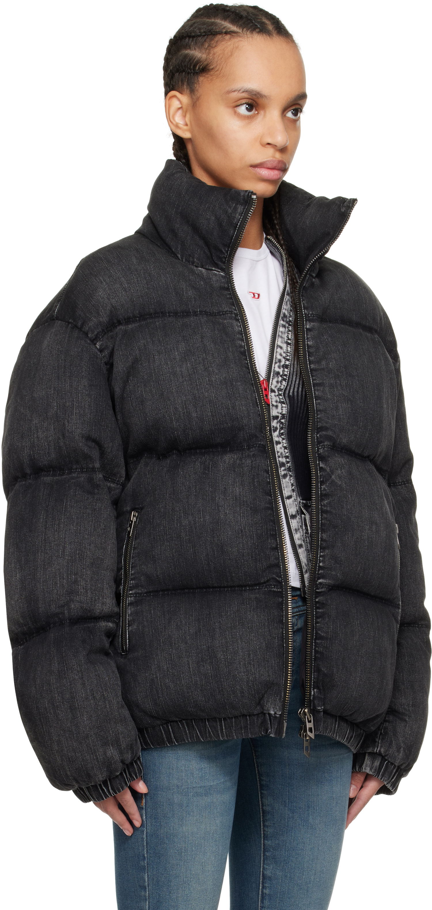Puhovka Diesel Diesel W-Mons-A Denim Puffer Jacket Črna | A16077 0ABCB, 1