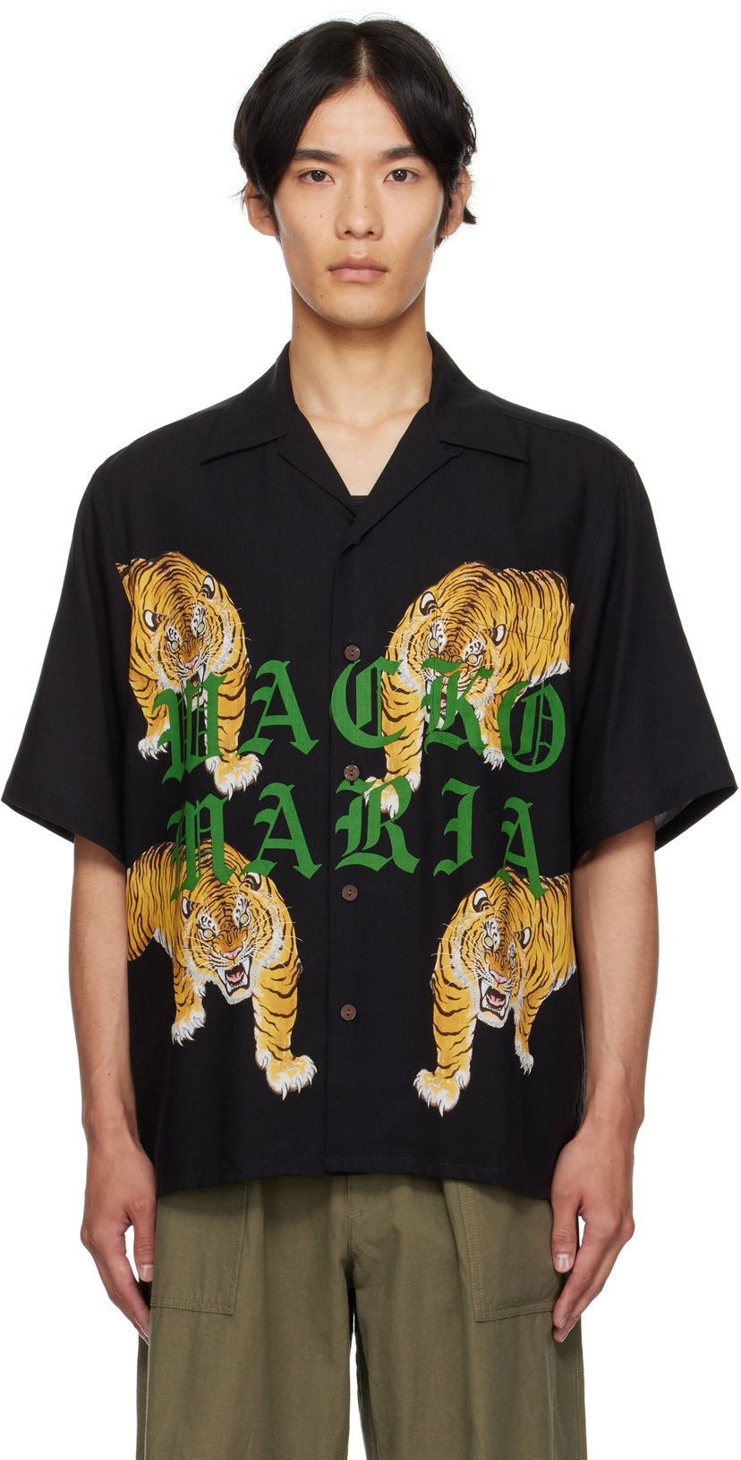 Srajce WACKO MARIA WACKO MARIA Tim Lehi Tiger Print Shirt Črna | 25SS-WMS-HI07