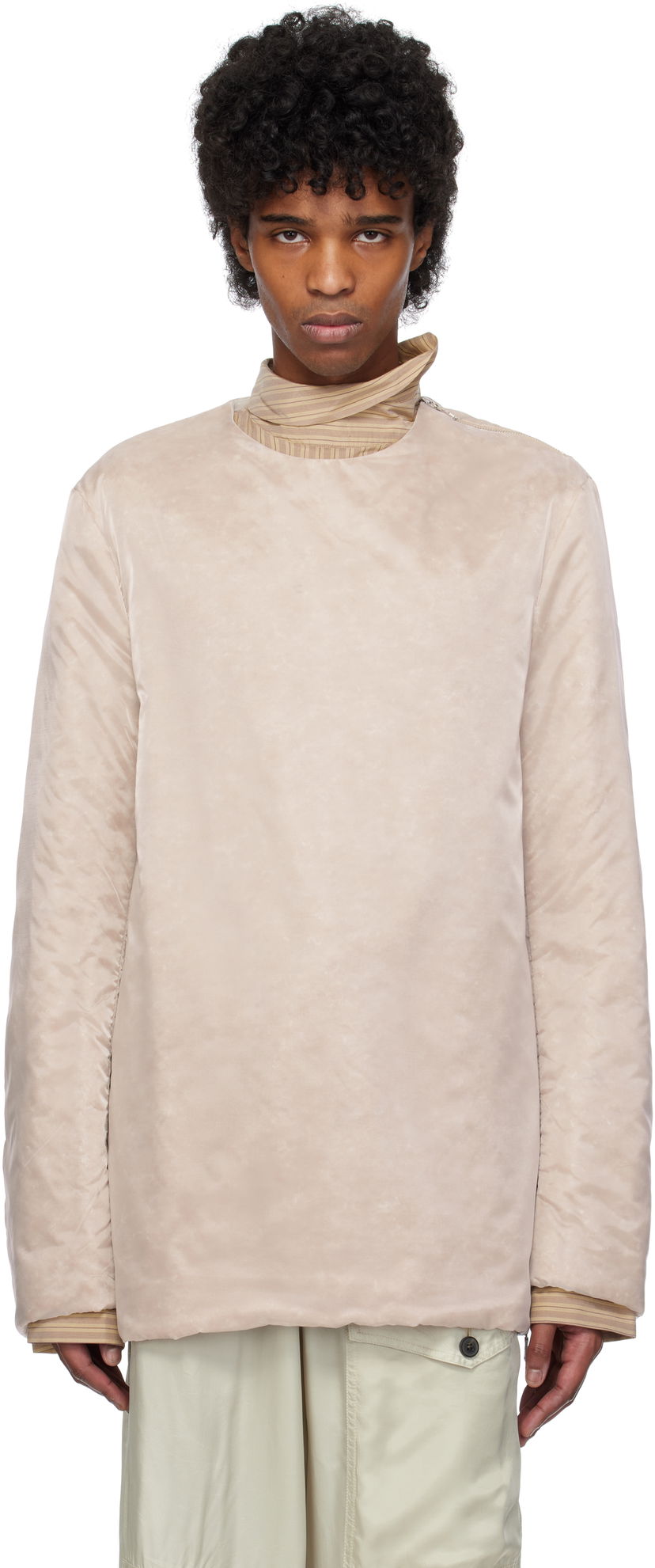 Pleteni pulover Dries Van Noten Dries Van Noten Organza Long Sleeve Top Bež | 251-020746-1256