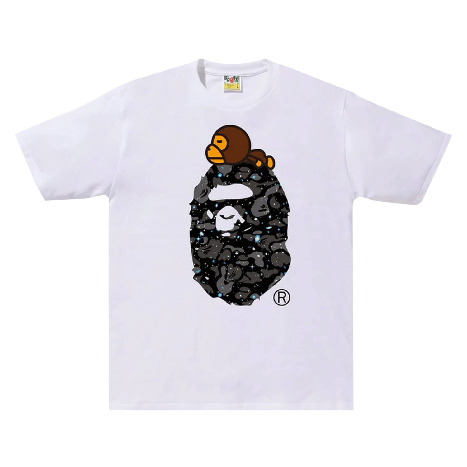 Majica BAPE Space Camo Milo On Big Ape Tee Bela | 2F30 110 008 WHITE, 1