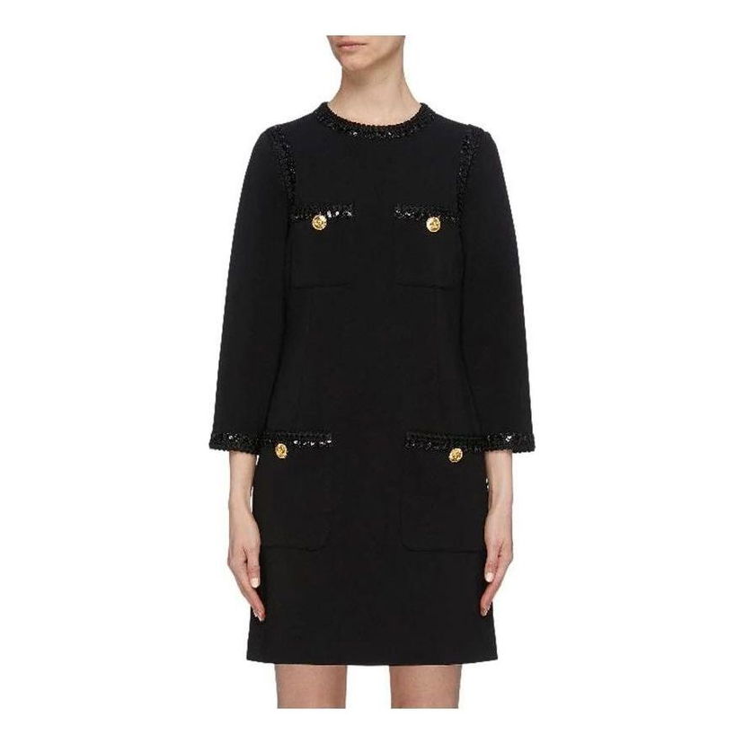 Obleke Gucci Gucci Compact Jersey Dress Črna | 568348-XJA1L-1000