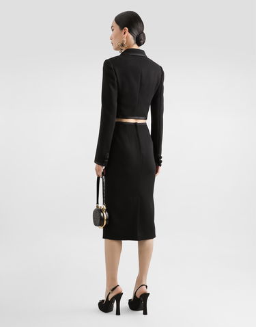 Jakna Dolce & Gabbana Dolce & Gabbana Short Double-breasted Wool Crepe Jacket Črna | F27EHTFUBD2N0000, 2