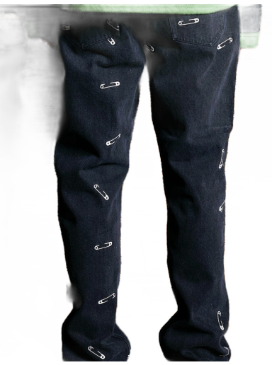 Kavbojke Pleasures Safety Pin 5 Pocket Denim Jeans Črna | P22W038-BLACK