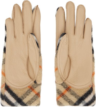Rokavice Burberry Wool Gloves With Check Pattern Bež | 8097265, 1