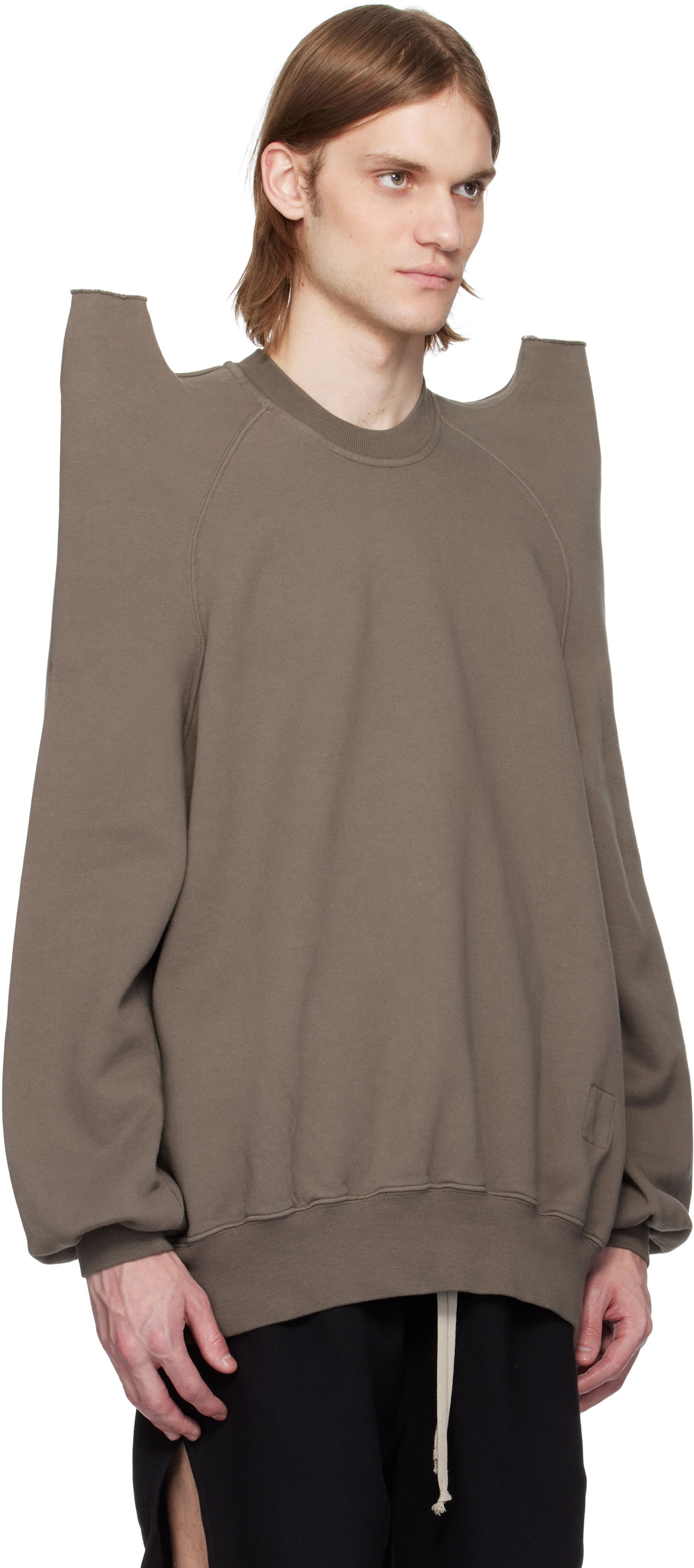 Pleteni pulover Rick Owens Rick Owens DRKSHDW Hollywood Tecsweat Sweatshirt Rjava | DU01E3272 F, 1