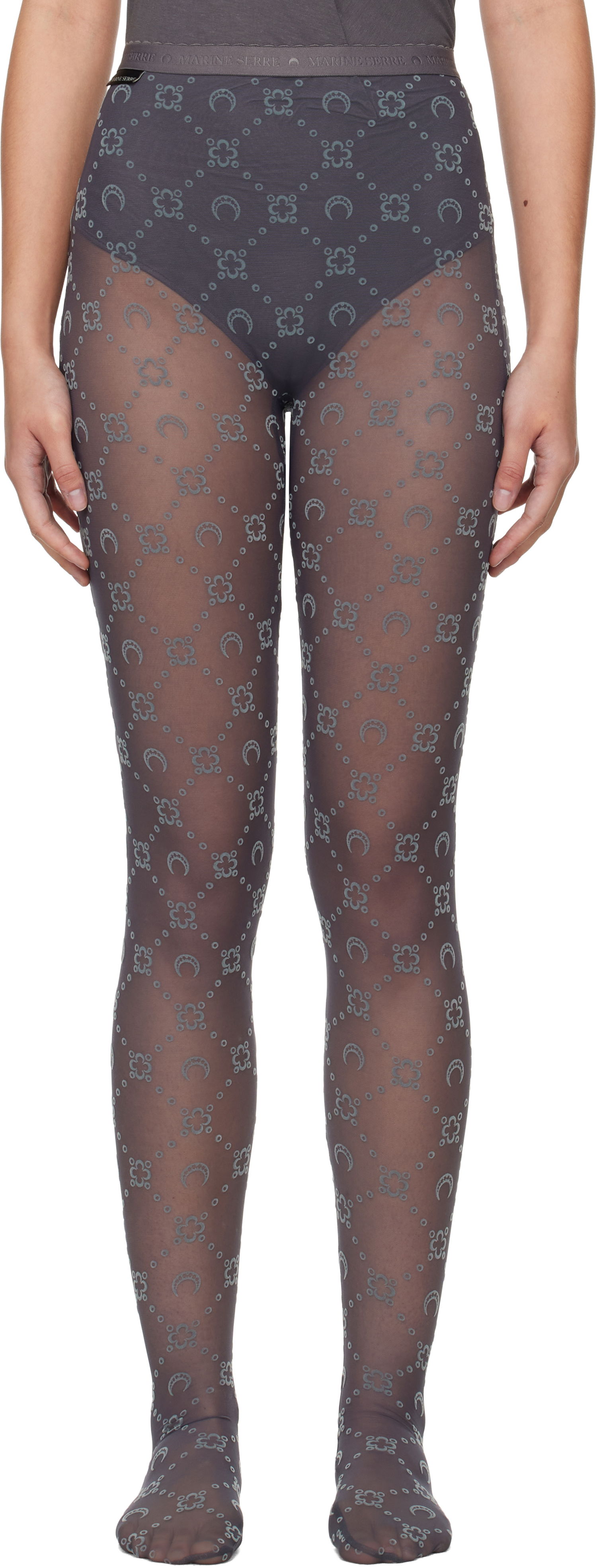 Nogavice Marine Serre Recycled Mesh Flock Tights Siva | WUW034A CJER0005, 0