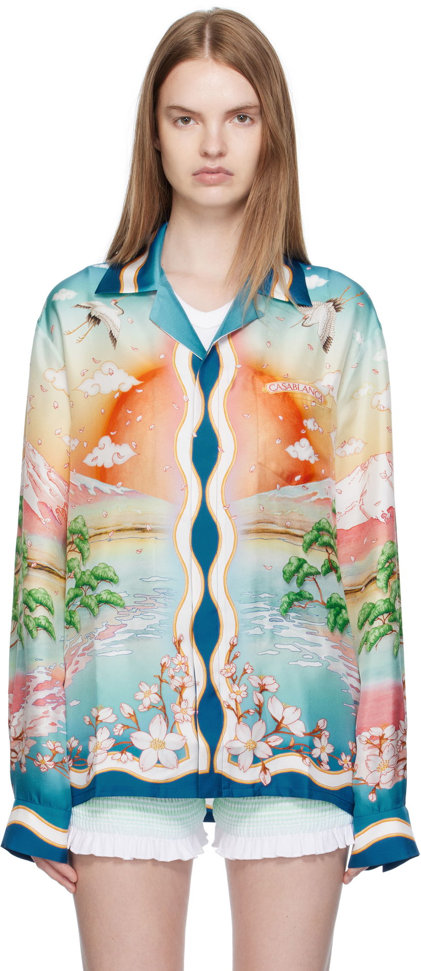Srajce Casablanca Casablanca 'Tennis Club' Print Silk Long Sleeve Shirt Večbarvna | U-WPF25-SH-006-01