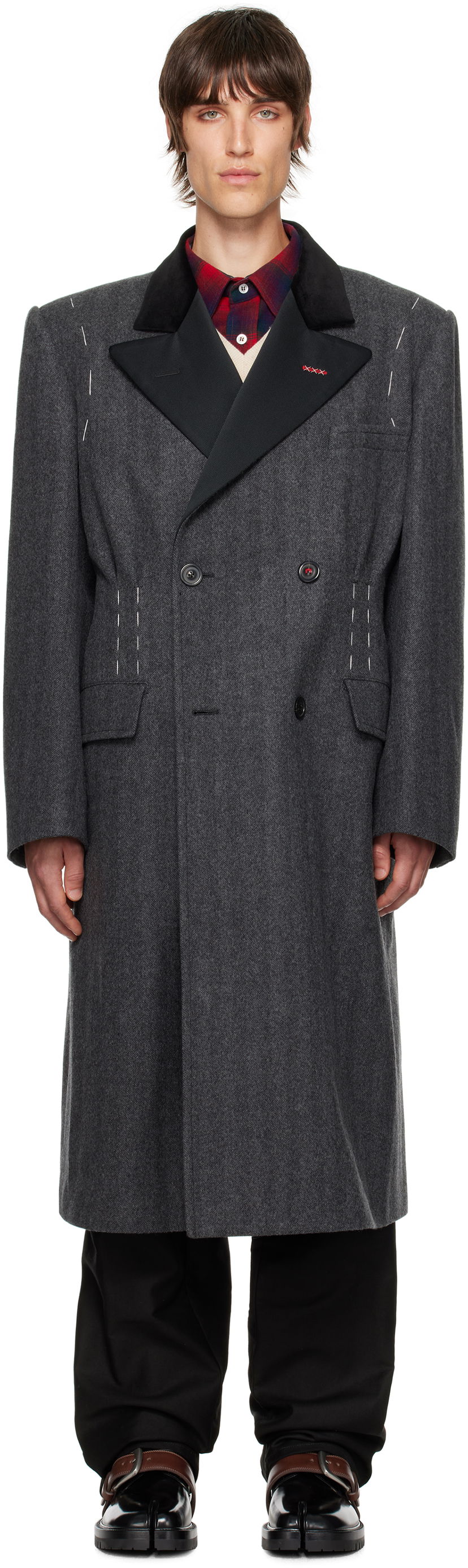 Plašči Maison Margiela Double-Breasted Coat Siva | SI1AA0002 S53338