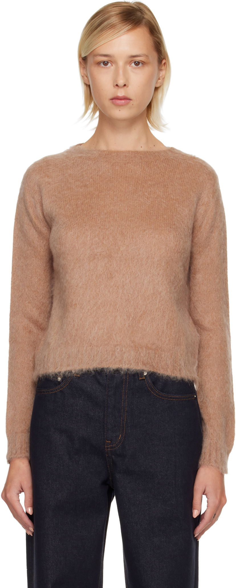Pleteni pulover Max Mara Aceto Fuzzy Knit Sweater Bež | 2526366122600