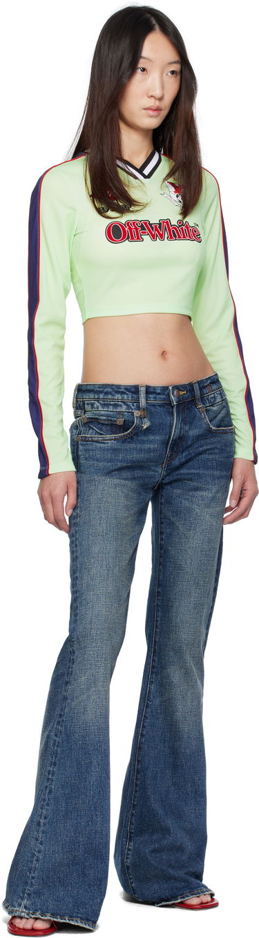 Krop-top Off-White Off-White Long-Sleeved Soccer Crop Top Zelena | OWAB037S25JER0011427, 3