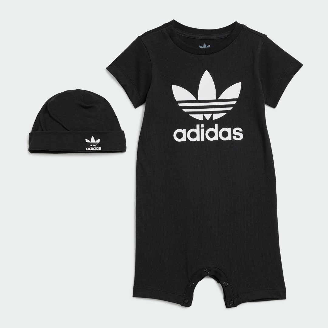 Bodi adidas Performance Baby Trefoil Bodysuit and Beanie Set Črna | IS7257, 0