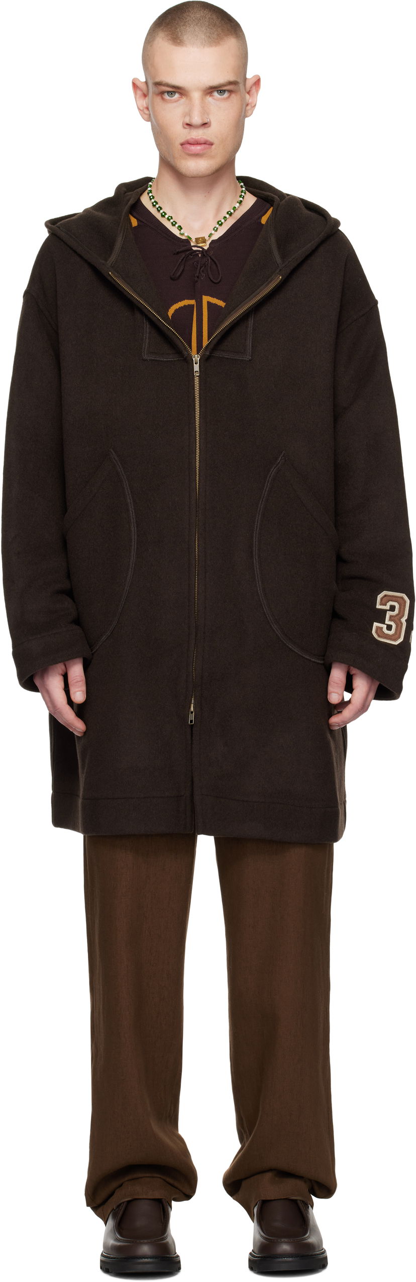 Pulover Bode Fleece Hooded Coat Rjava | MRF24OW010