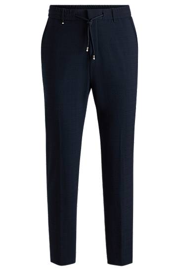 Hlače BOSS Stretch Seersucker Formal Trousers Mornarica | 50540791