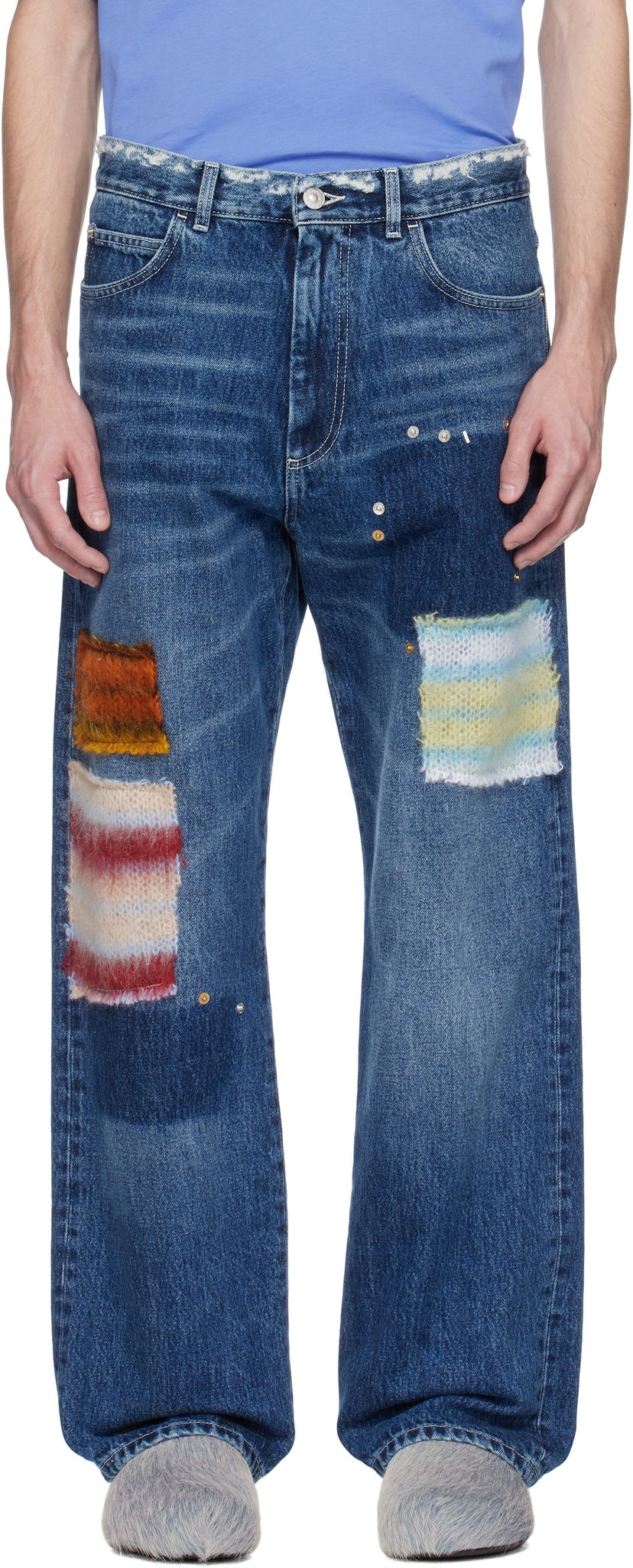 Kavbojke Marni Marni Patchwork Denim Jeans Modra | PUJU0021LX USCX01