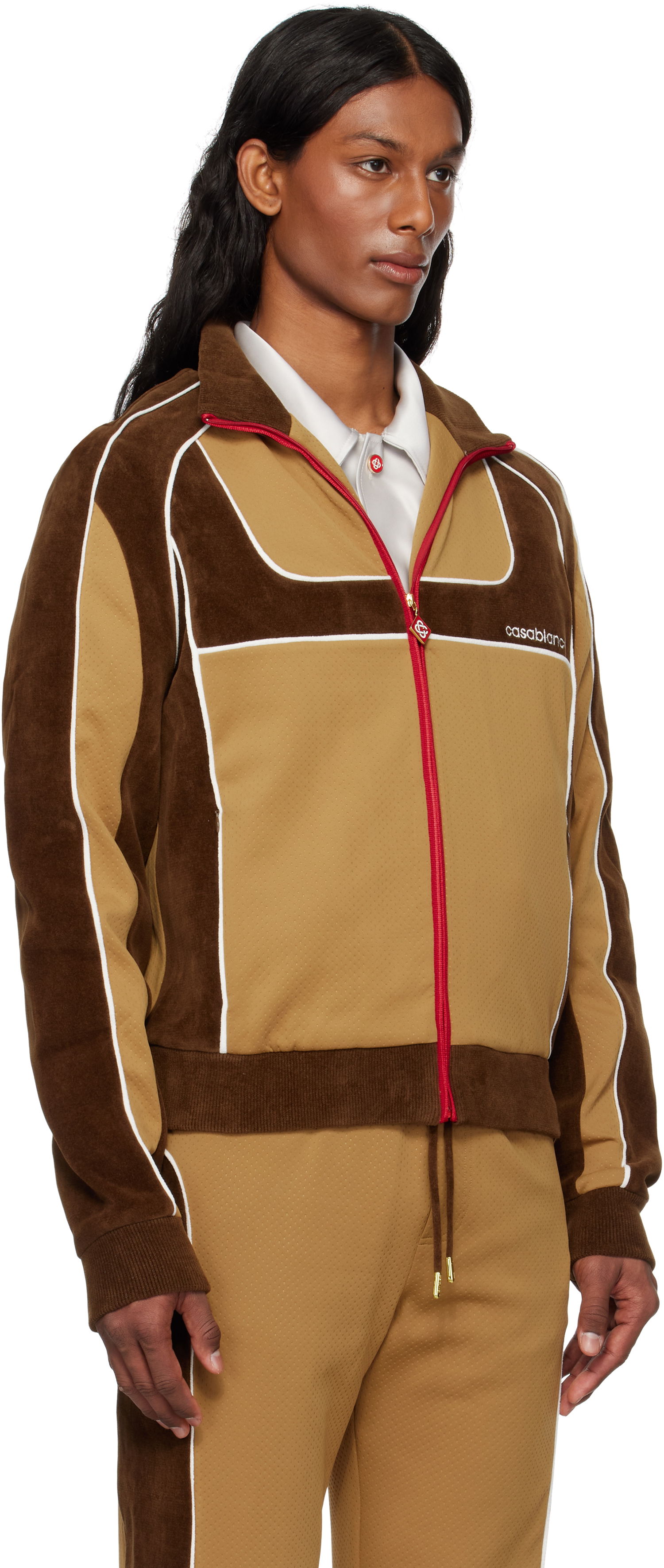 Trenirka Casablanca Casablanca Chenille Panelled Track Jacket Rjava | MS25-JTP-342-01, 1