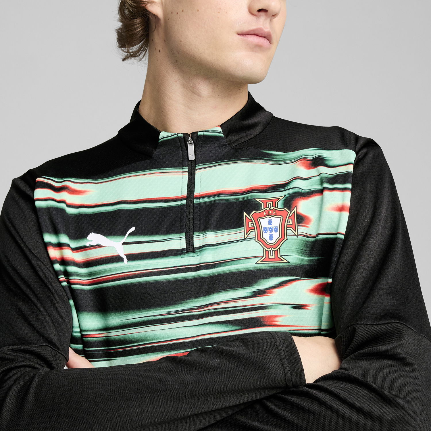 Pleteni pulover Puma Portugal Pre-Match Quarter-Zip Top Večbarvna | 779545_18, 1