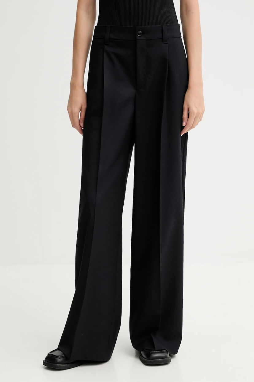 Hlače KENZO Kenzo High Waist Wide Leg Wool Trousers Črna | FF62PA1099ID