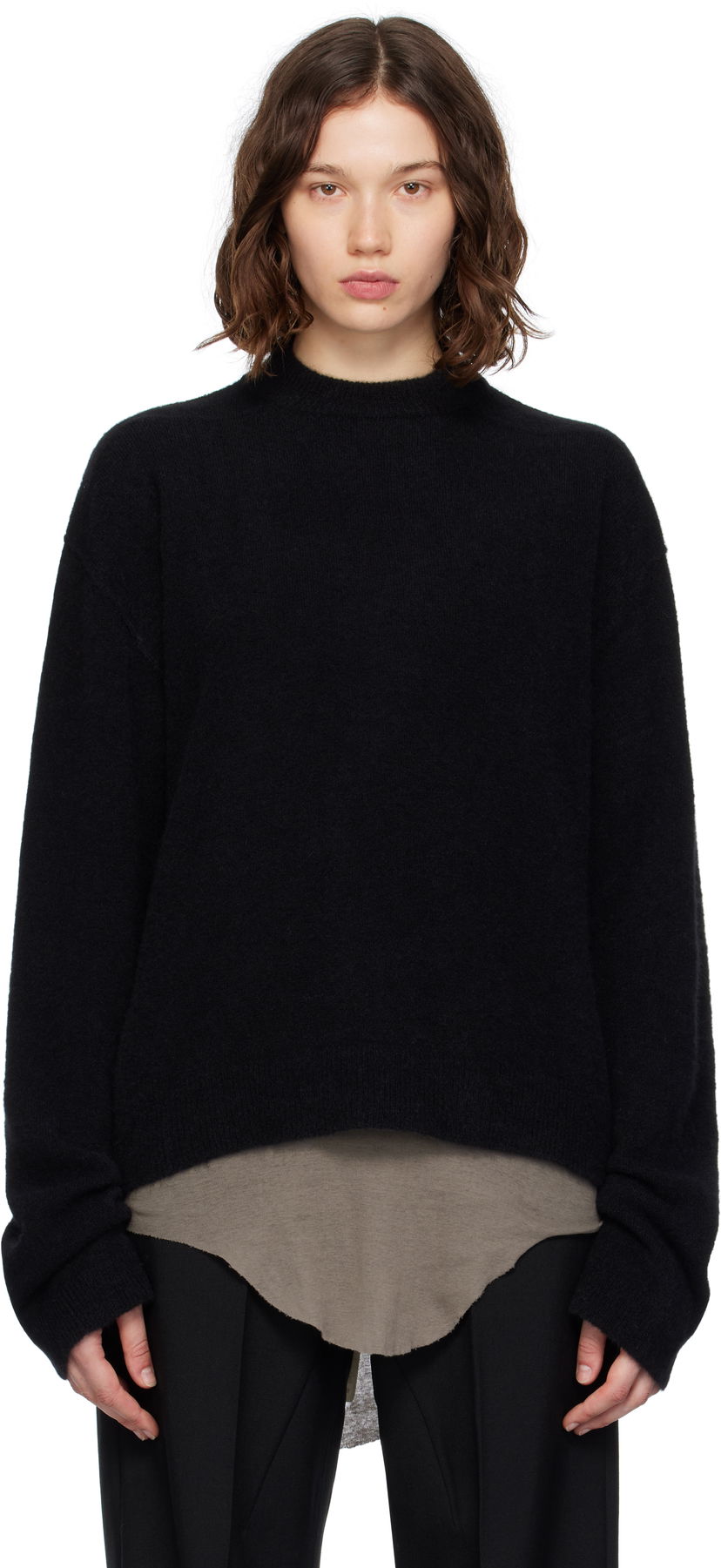 Pleteni pulover Rick Owens Rick Owens Concordians Tommy Long Sleeve Sweater Črna | RP02E4655 KWP