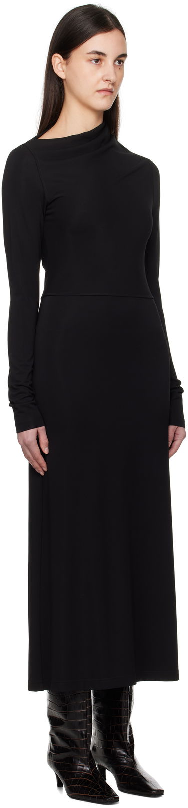 Obleke TOTEME TOTEME Draped Jersey Maxi Dress Črna | 251-WRD4459-FB0162, 1