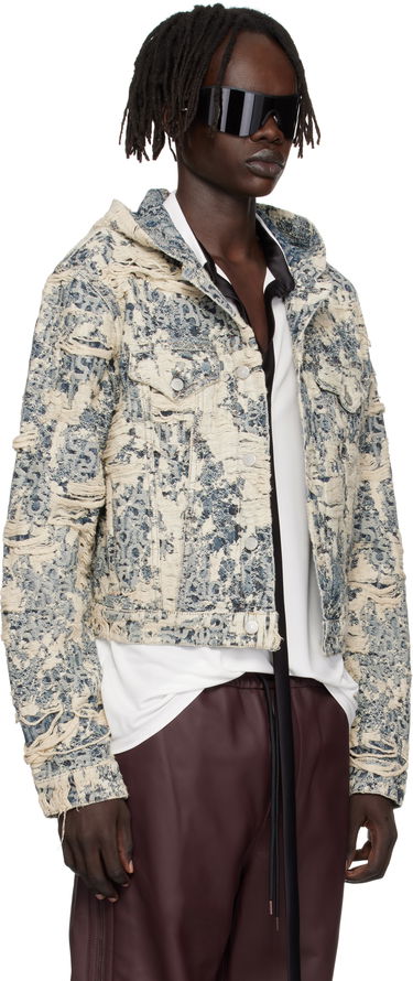 Jakna Acne Studios Acne Studios Hooded Distressed Denim Jacket Modra | C90202-, 1