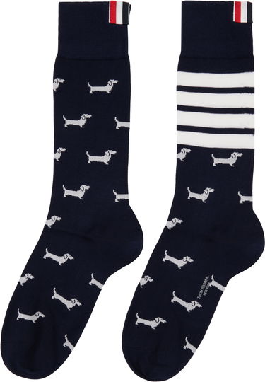 Nogavice Thom Browne Thom Browne Hector Mid Calf Socks with Dachshund Print Siva | FAS226A-Y3012, 2
