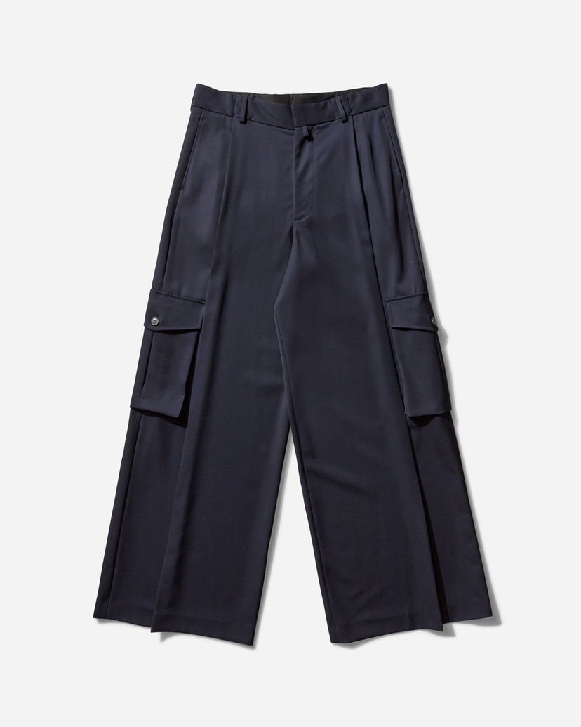 Cargo hlače Dries Van Noten Wide Leg Pleated Cargo Pants Mornarica | 251-020915-1176 509