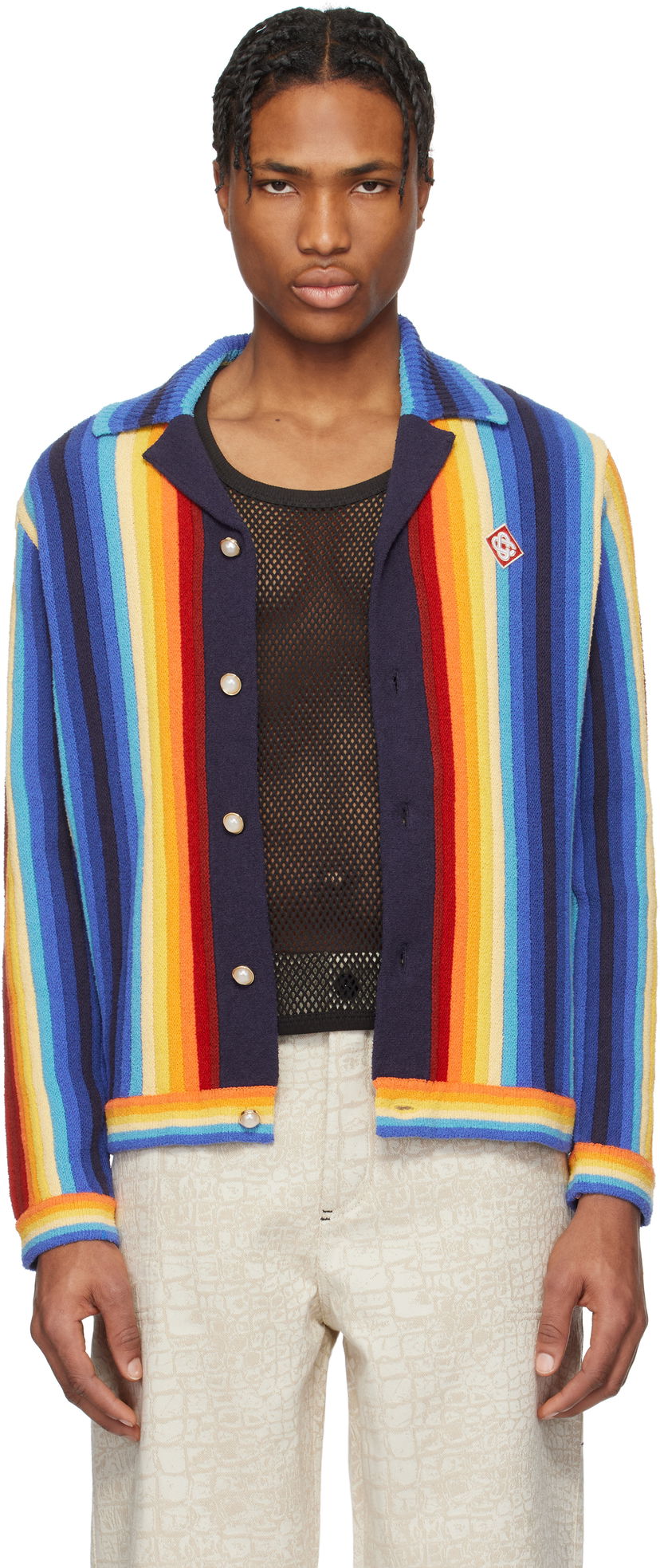 Pleteni pulover Casablanca Casablanca Gradient Stripe Towelling Cardigan Večbarvna | MS25-KW-910-01