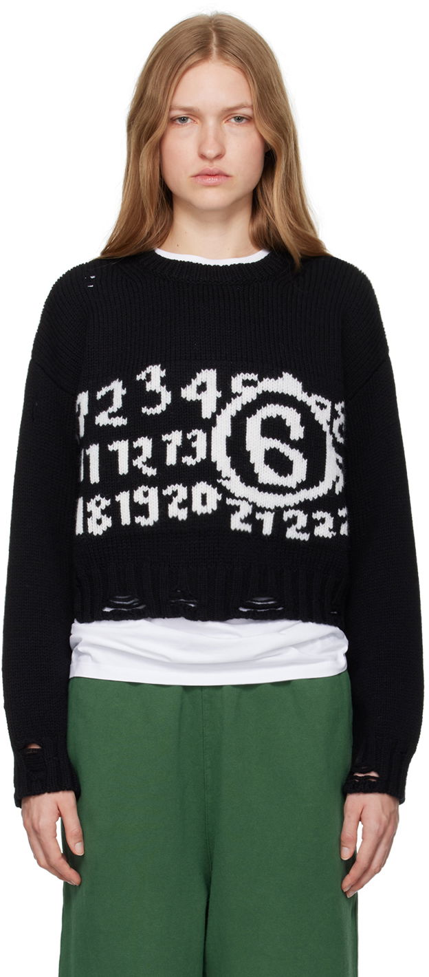 Pleteni pulover Maison Margiela Numeric Sweater Črna | S62HL0029 M13074