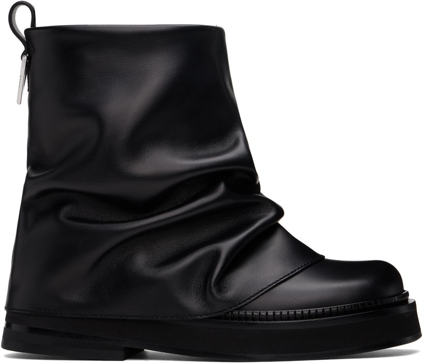 Oblačila The Attico Attico Mini Robin Slouch Leather Boots Črna | 247WSH00832 LBT019AA