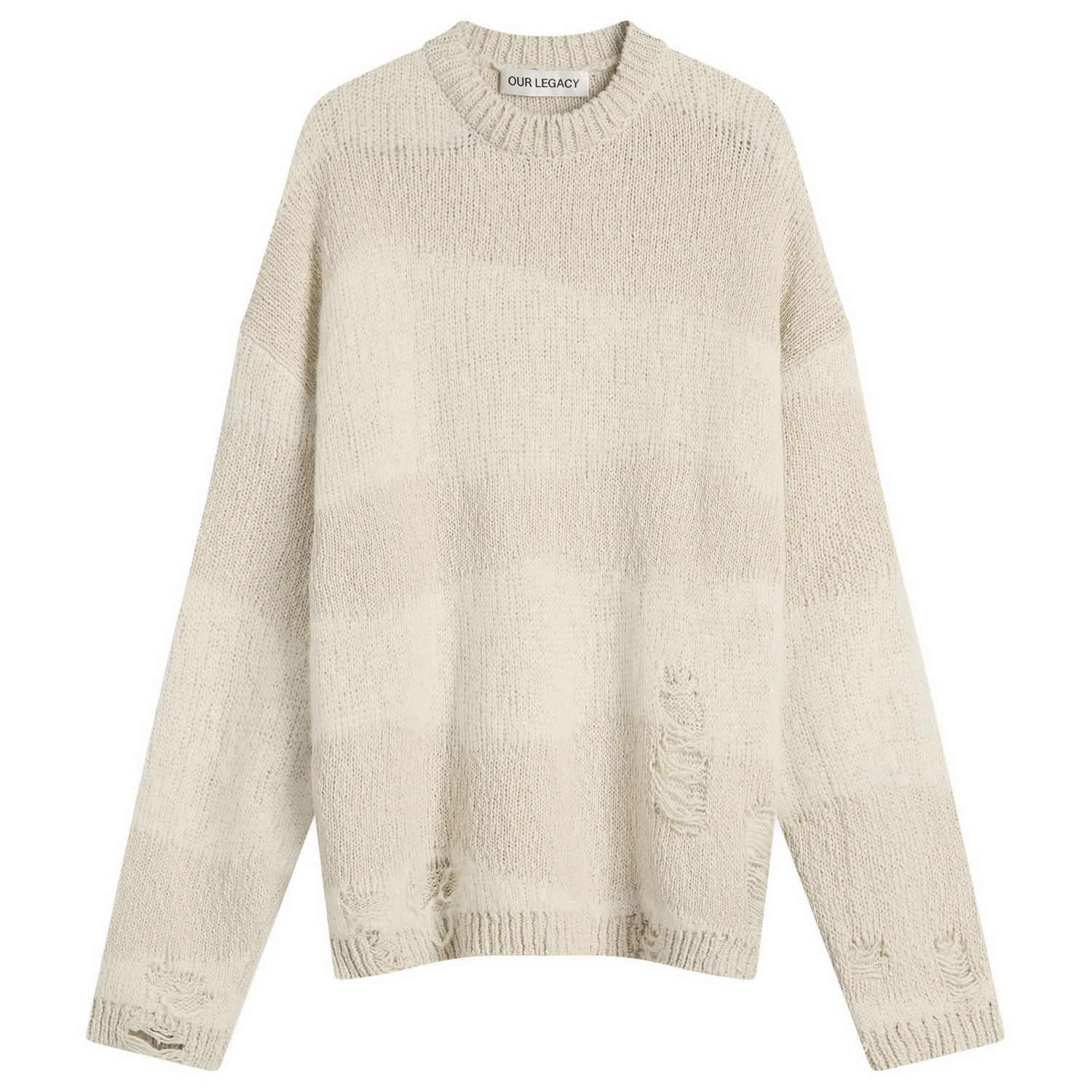 Pleteni pulover OUR LEGACY Our Legacy Popover Roundneck Destructive Wave Knit, Size X-Small Bež | W2253PW, 1