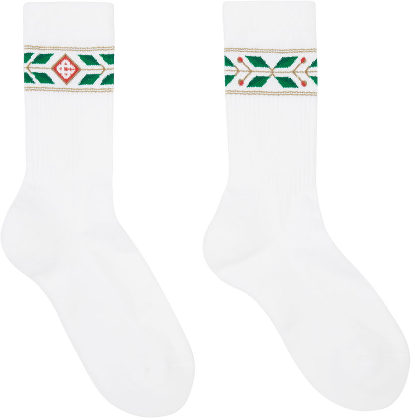Nogavice Casablanca Laurel Sport Socks Bela | APS25-ACC-010-01