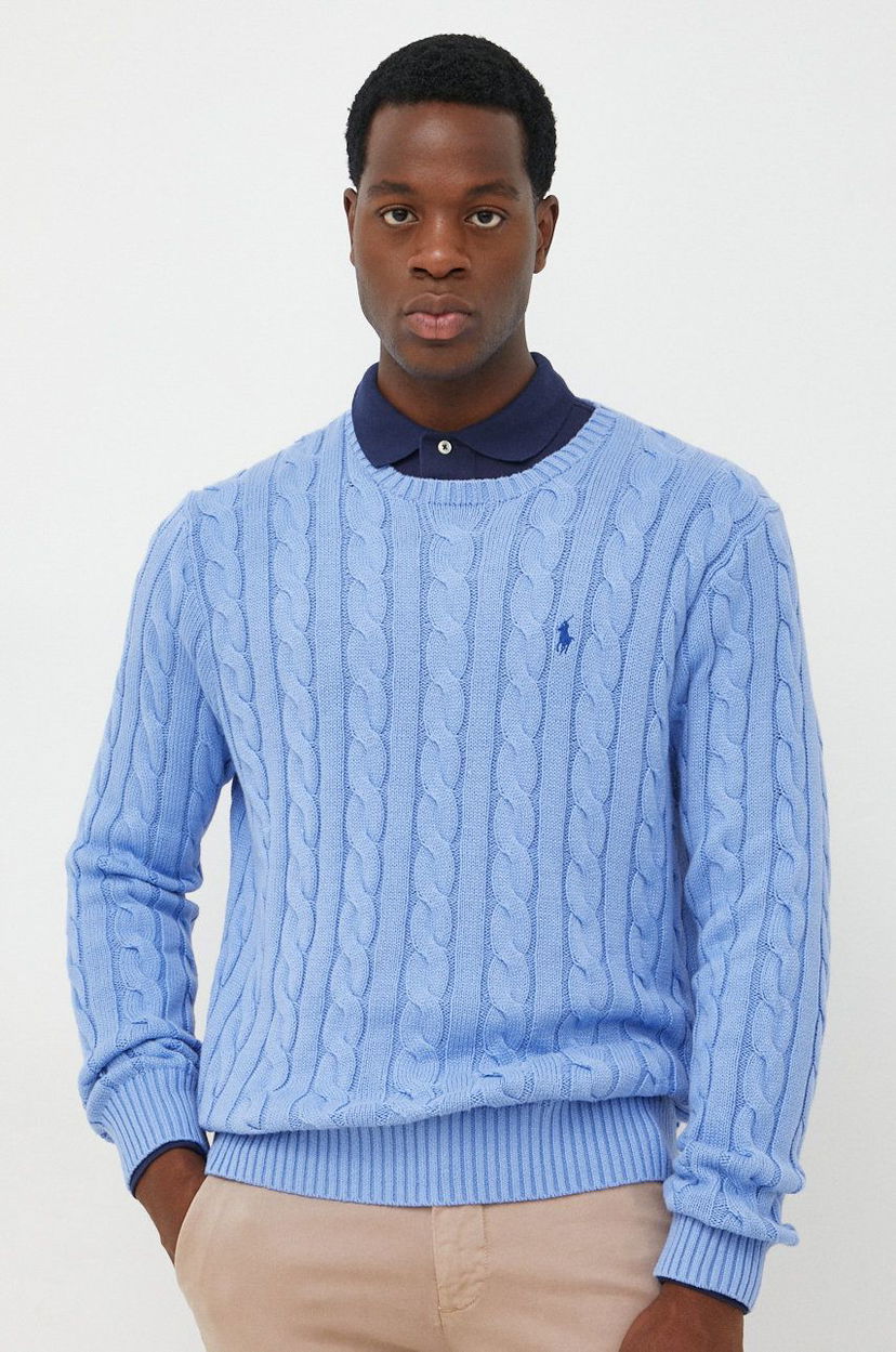 Pleteni pulover Polo by Ralph Lauren Polo Ralph Lauren Cable Knit Sweater Modra | 710775885037