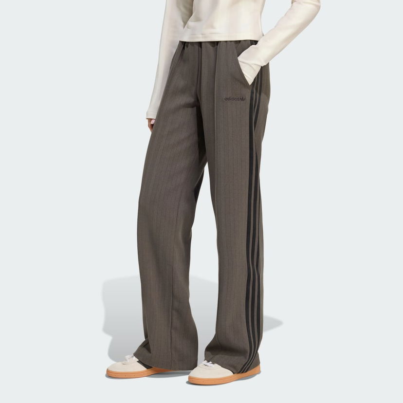 Hlače adidas Performance Wide-Leg Pinstripe Pants Rjava | JY3521