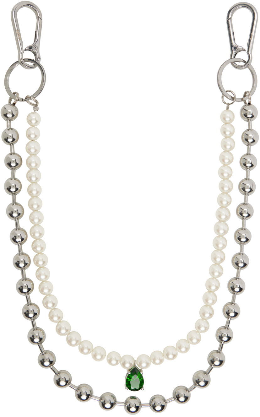 Obeski za ključe VEERT The Ball Pearl Chain With Green Stone Zelena | KEYCH2