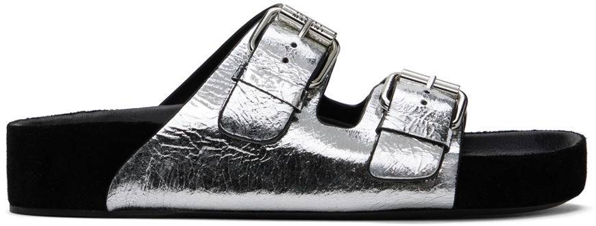 Kratke hlače ISABEL MARANT Isabel Marant Lennyo Double Buckle Slides Kovinski | 24ESD0118FA-B2B09S, 0