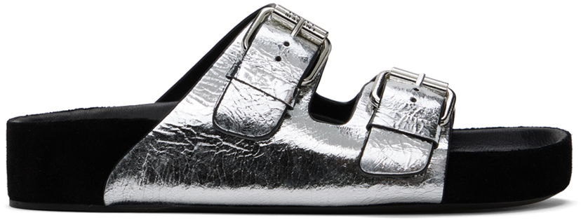 Kratke hlače ISABEL MARANT Isabel Marant Lennyo Double Buckle Slides Kovinski | 24ESD0118FA-B2B09S
