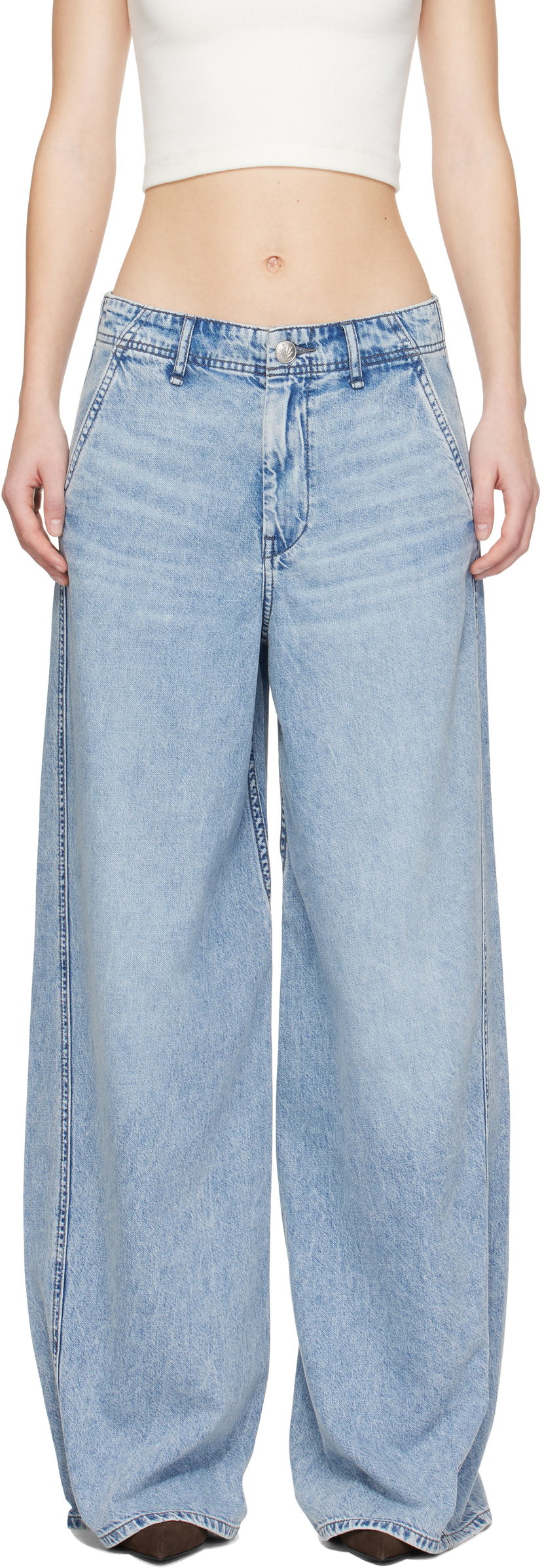 Kavbojke rag & bone Rag & Bone Featherweight Wide-Leg Sofie Jeans Modra | WDD24H3003FWAN